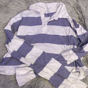 purple and white striped long sleeve
